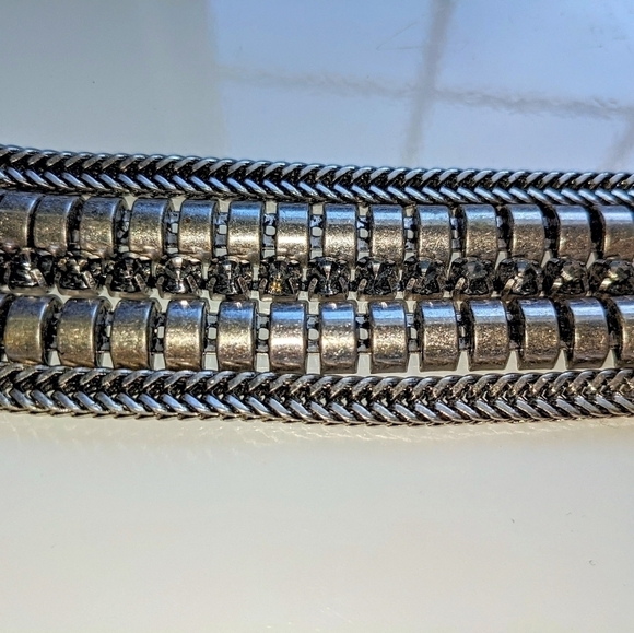 Express Silver and Rhinestone Dainty Grunge Bracelet - Picture 4 of 5